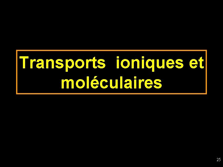 Transports ioniques et moléculaires 25 