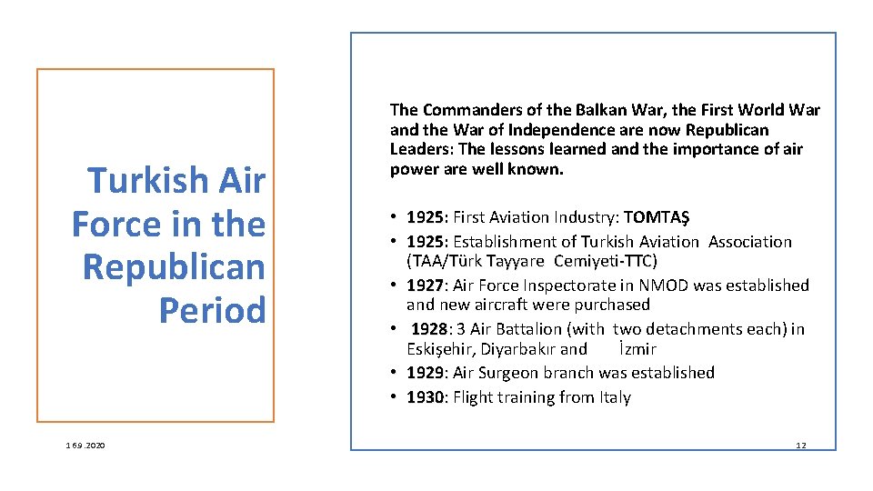 Turkish Air Force in the Republican Period 16. 9. 2020 The Commanders of the