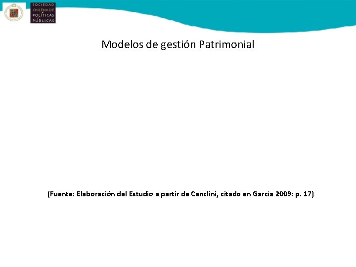 Modelos de gestión Patrimonial (Fuente: Elaboración del Estudio a partir de Canclini, citado en