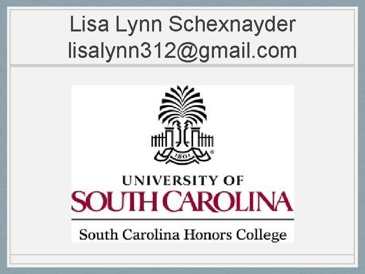 Lisa Lynn Schexnayder lisalynn 312@gmail. com 