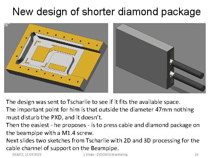 New design of shorter diamond package The design was sent to Tscharlie to see