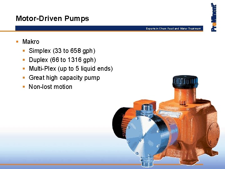 Motor-Driven Pumps Experts in Chem-Feed and Water Treatment § Makro § Simplex (33 to