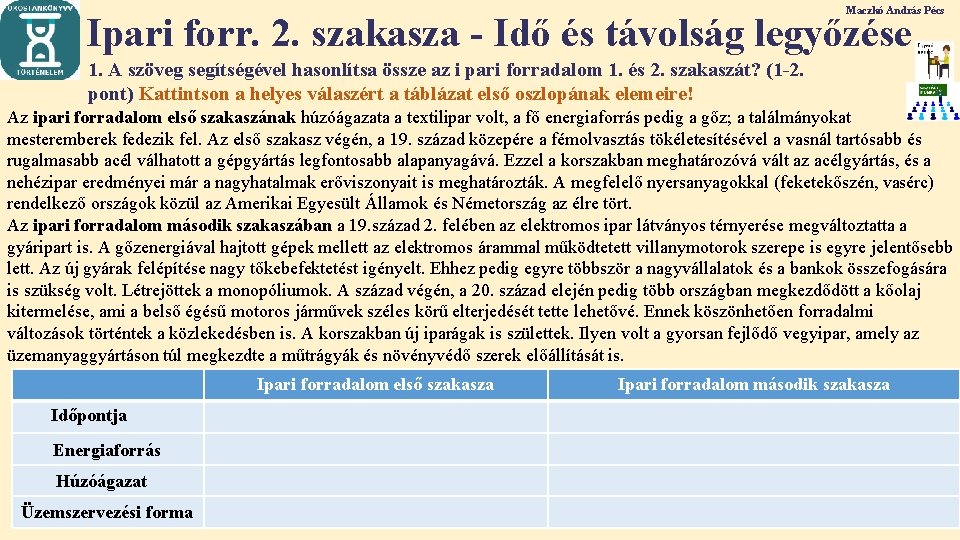 Maczkó András Pécs Ipari forr. 2. szakasza - Idő és távolság legyőzése 1. A