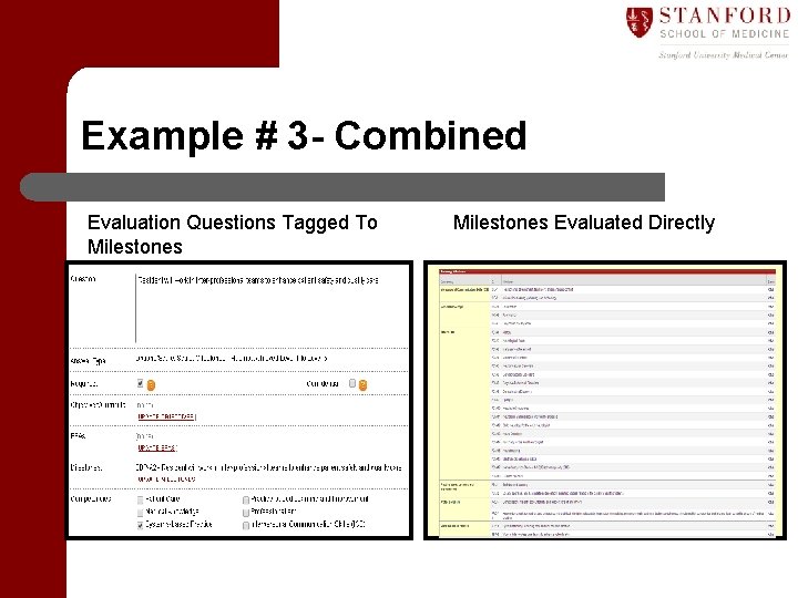 Example # 3 - Combined Evaluation Questions Tagged To Milestones Evaluated Directly 