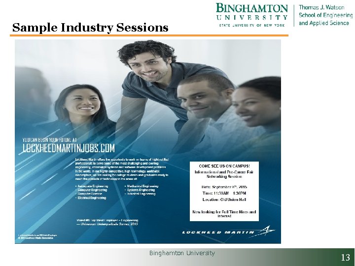 Sample Industry Sessions Binghamton University 13 