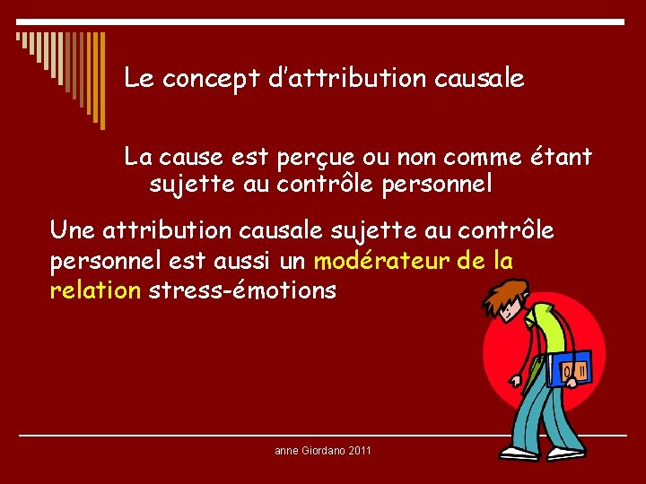 Le concept d’attribution causale La cause est perçue ou non comme étant sujette au