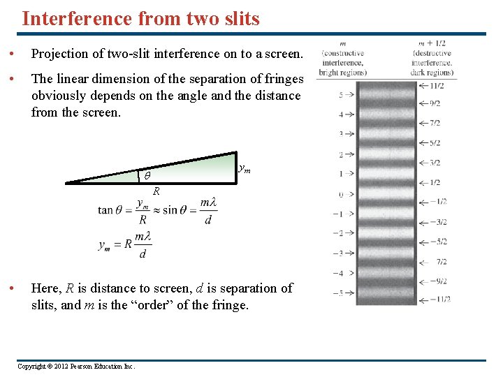 Interference from two slits • Projection of two-slit interference on to a screen. •