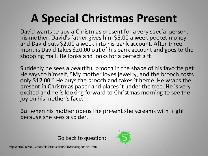 A Special Christmas Present David wants to buy a Christmas present for a very