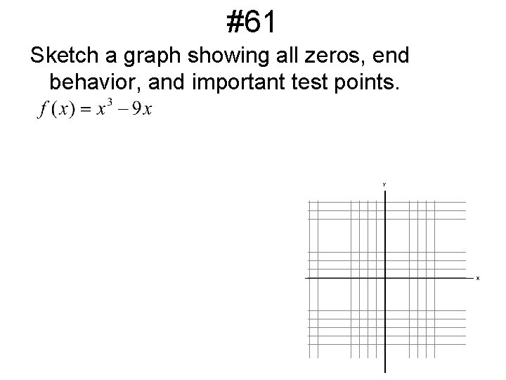 #61 Sketch a graph showing all zeros, end behavior, and important test points. 