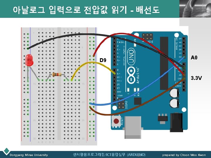 아날로그 입력으로 전압값 읽기 - 배선도 D 9 LOGO A 0 3. 3 V