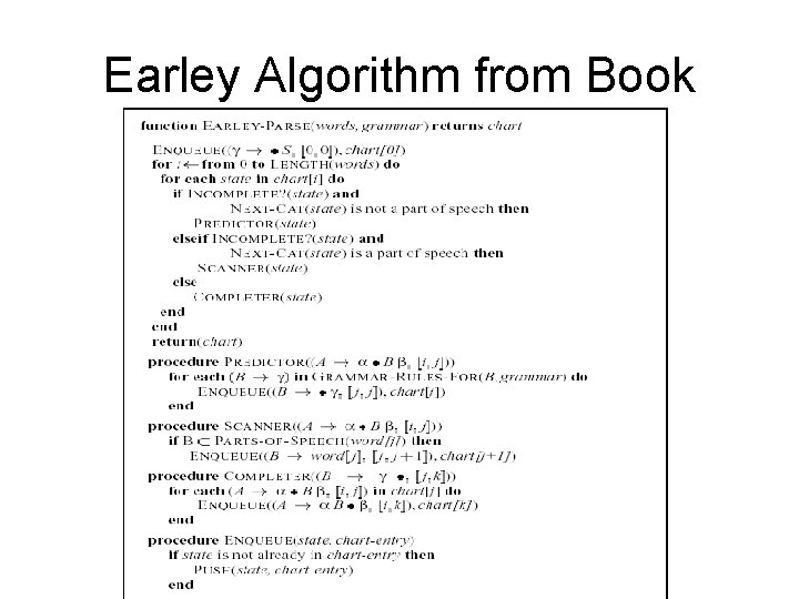 Earley Algorithm from Book 