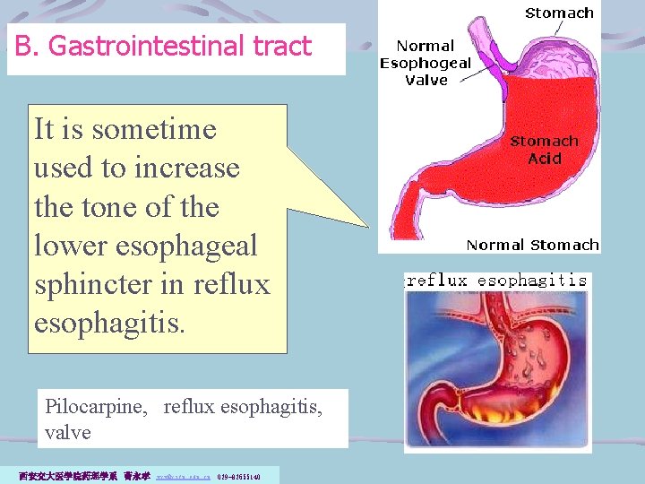B. Gastrointestinal tract It is sometime used to increase the tone of the lower