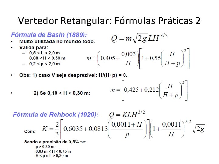 Vertedor Retangular: Fórmulas Práticas 2 