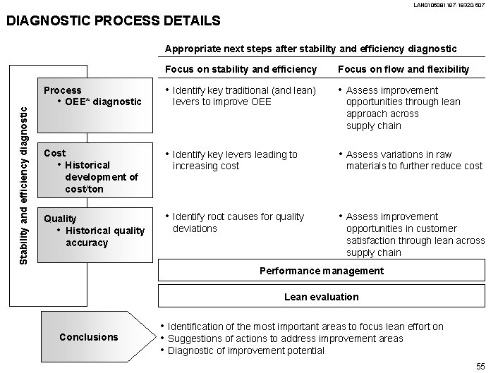 LAN 0106081197 -18320 -507 DIAGNOSTIC PROCESS DETAILS Stability and efficiency diagnostic Appropriate next steps