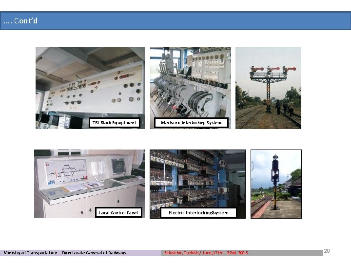 . . Cont’d TBI Block Equiptment Local Control Panel Ministry of Transportation – Directorate