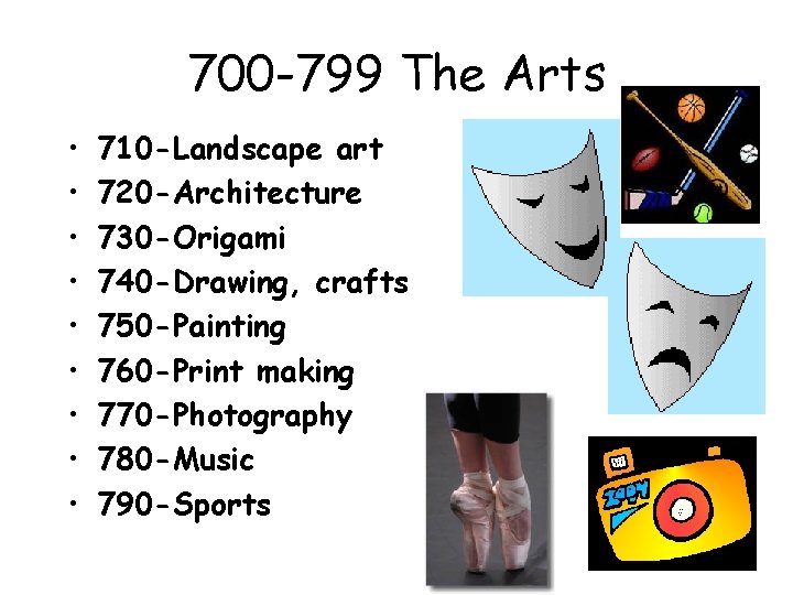 700 -799 The Arts • • • 710 -Landscape art 720 -Architecture 730 -Origami