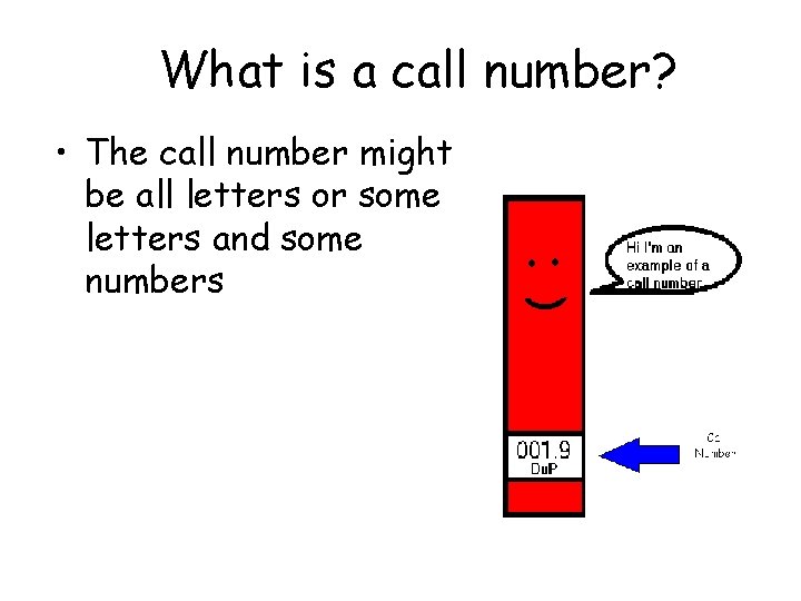 What is a call number? • The call number might be all letters or