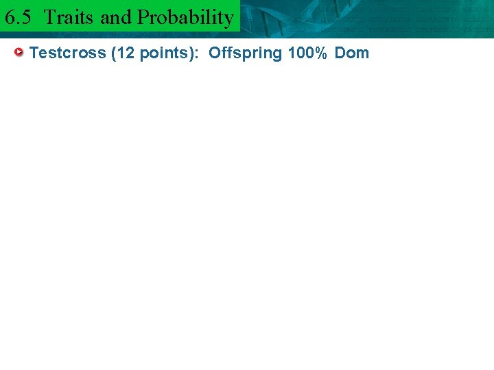 6. 5 Traits and 6. 3 Mendel and. Probability Heredity Testcross (12 points): Offspring