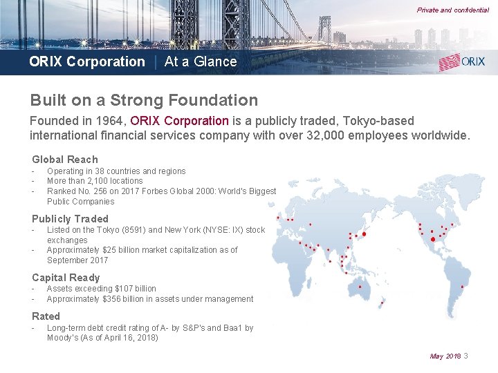 Private and confidential ORIX Corporation | At a Glance Built on a Strong Foundation
