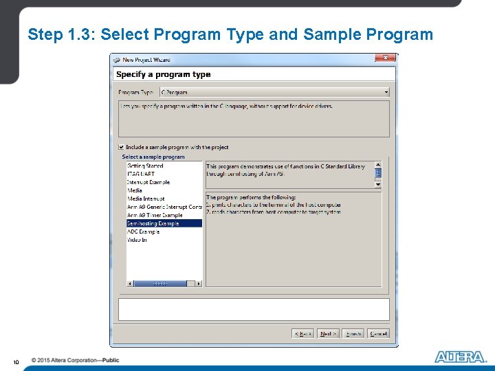 Step 1. 3: Select Program Type and Sample Program 10 Step 1. 3: Select Program Type and Sample Program 10