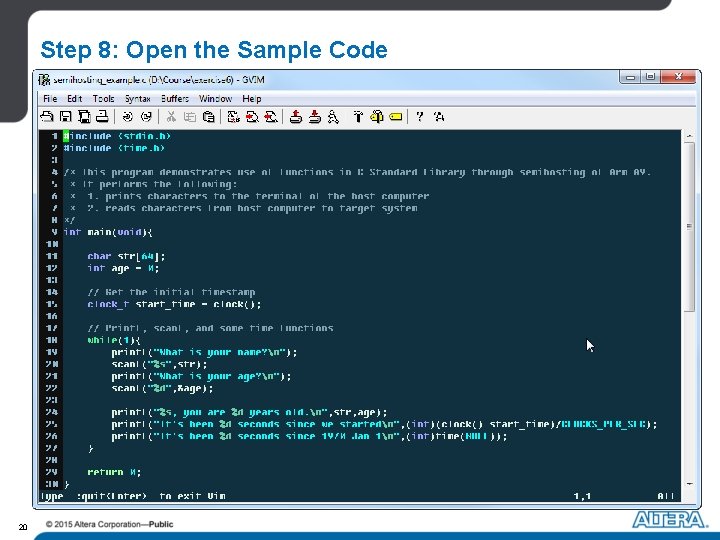 Step 8: Open the Sample Code 20 Step 8: Open the Sample Code 20