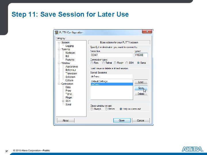 Step 11: Save Session for Later Use 37 Step 11: Save Session for Later Use 37