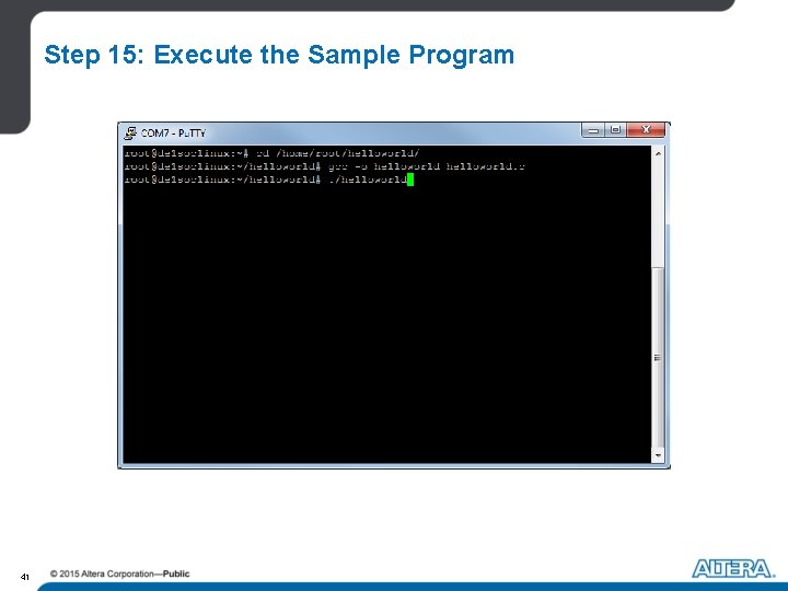 Step 15: Execute the Sample Program 41 Step 15: Execute the Sample Program 41