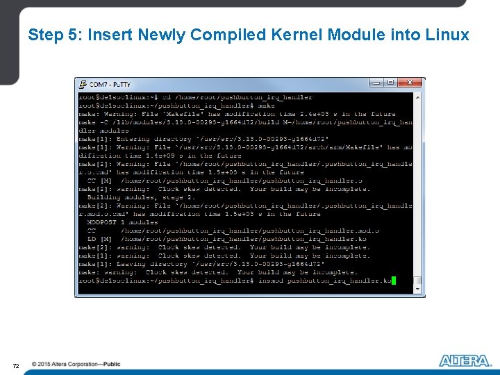 Step 5: Insert Newly Compiled Kernel Module into Linux 72 Step 5: Insert Newly Compiled Kernel Module into Linux 72