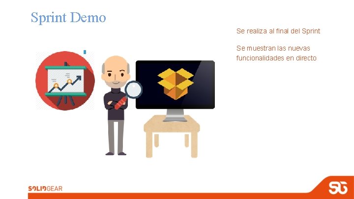 Sprint Demo Se realiza al final del Sprint Se muestran las nuevas funcionalidades en