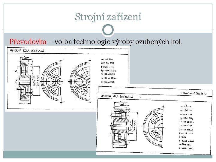 Strojní zařízení Převodovka – volba technologie výroby ozubených kol. 