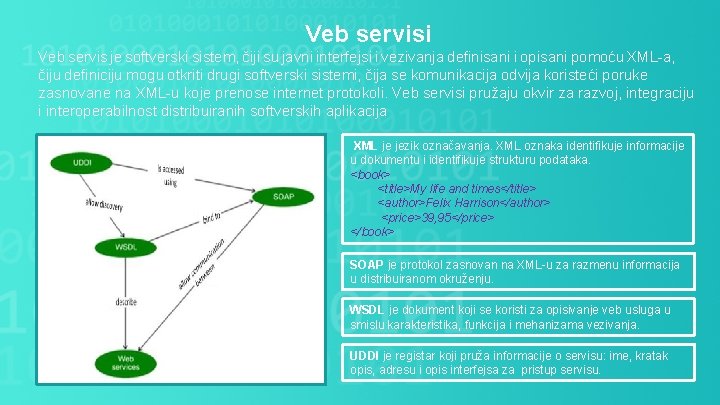 Veb servisi Veb servis je softverski sistem, čiji su javni interfejsi i vezivanja definisani