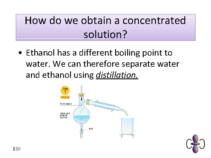 How do we obtain a concentrated solution? • Ethanol has a different boiling point