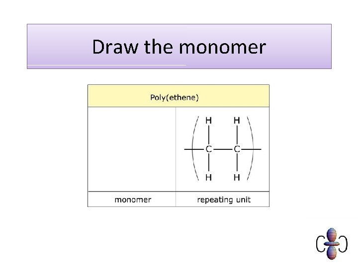 Draw the monomer 