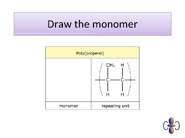 Draw the monomer 