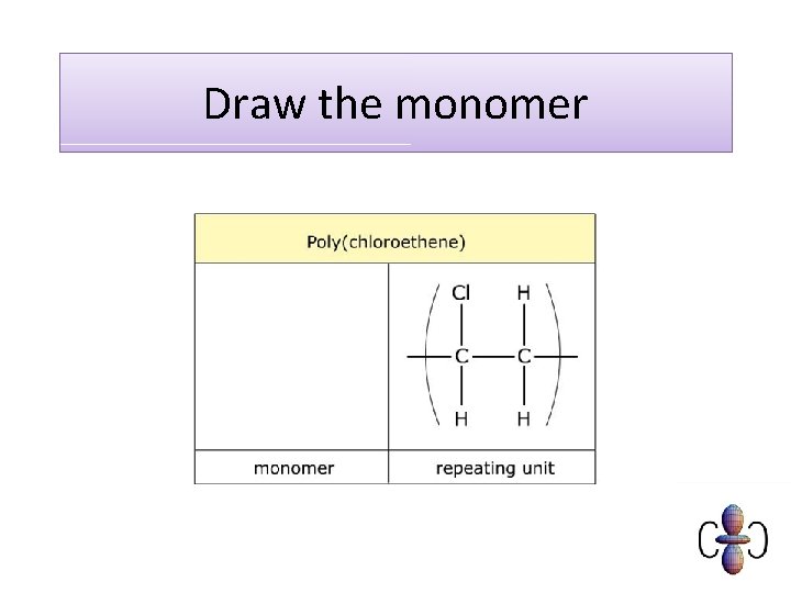 Draw the monomer 