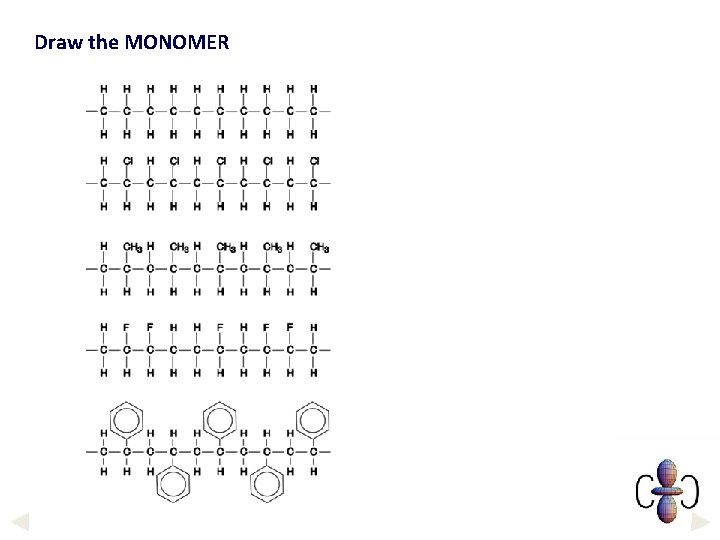 Draw the MONOMER 