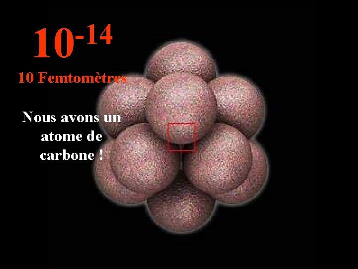 -14 10 10 Femtomètres Nous avons un atome de carbone ! 