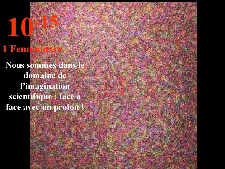 -15 10 1 Femtomètre Nous sommes dans le domaine de l’imagination scientifique : face -15 10 1 Femtomètre Nous sommes dans le domaine de l’imagination scientifique : face