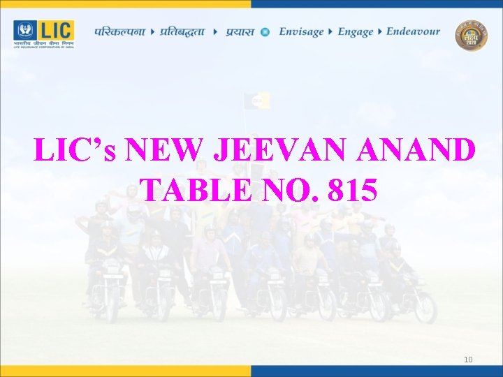 LIC’s NEW JEEVAN ANAND TABLE NO. 815 10 