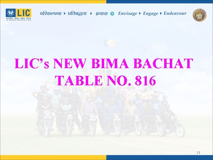LIC’s NEW BIMA BACHAT TABLE NO. 816 13 