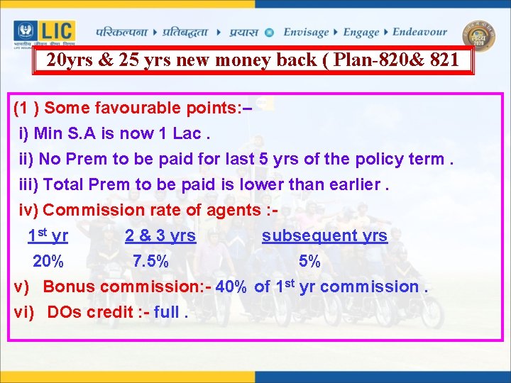 20 yrs & 25 yrs new money back ( Plan-820& 821 (1 ) Some