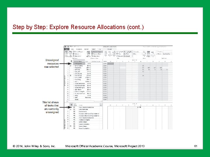 Step by Step: Explore Resource Allocations (cont. ) © 2014, John Wiley & Sons,