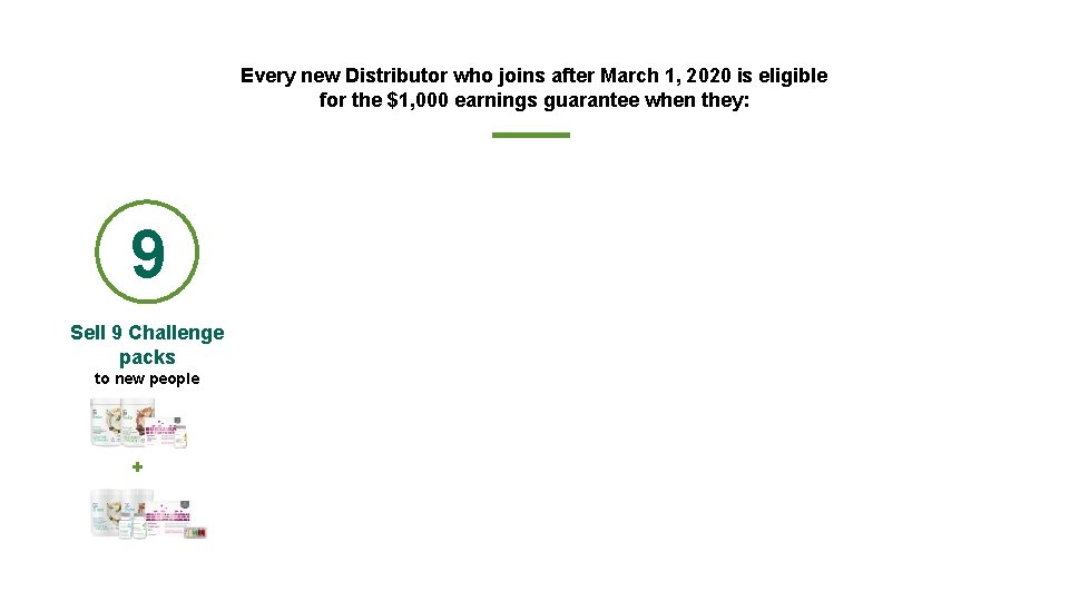 Every new Distributor who joins after March 1, 2020 is eligible for the $1,