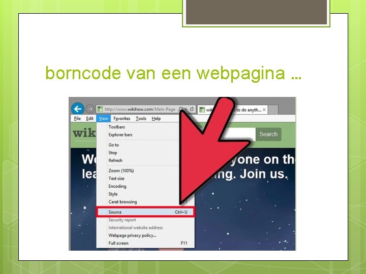borncode van een webpagina … 