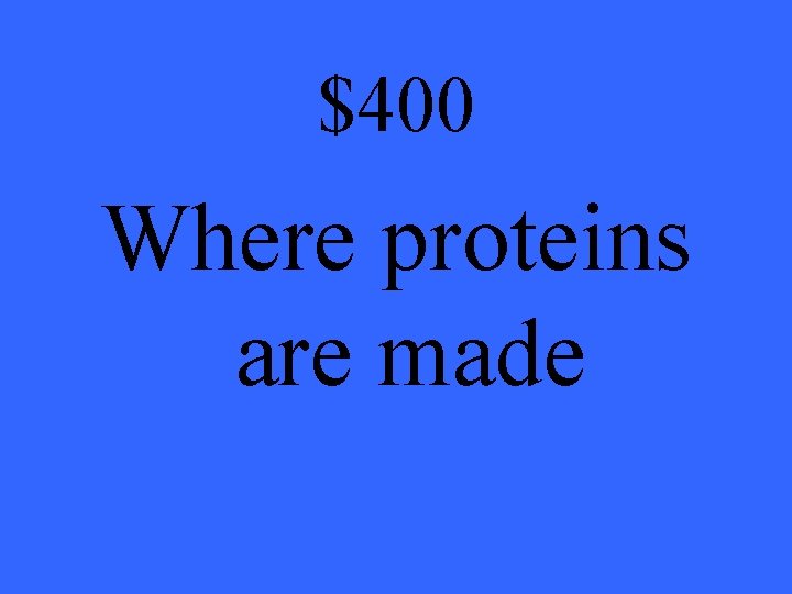 $400 Where proteins are made 