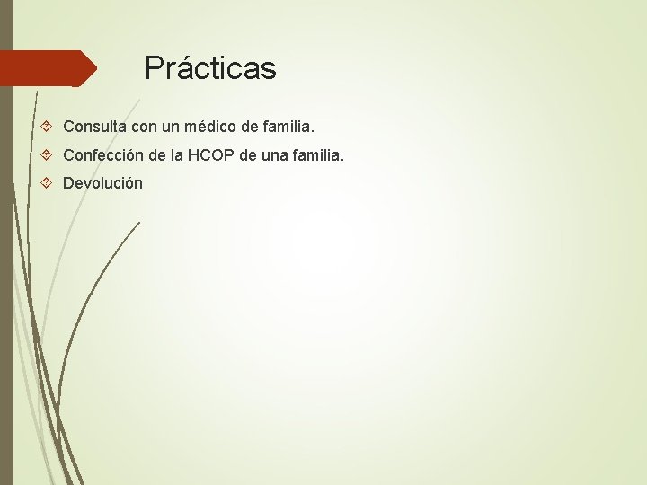 Prácticas Consulta con un médico de familia. Confección de la HCOP de una familia.