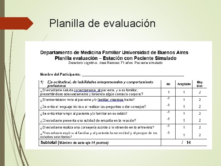 Planilla de evaluación 