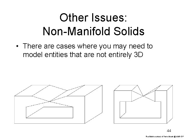 Other Issues: Non-Manifold Solids • There are cases where you may need to model