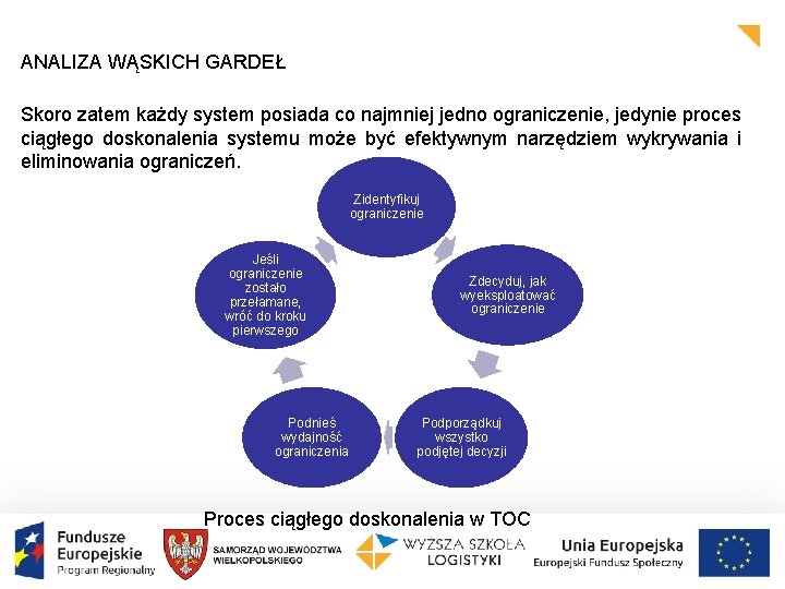 ANALIZA WĄSKICH GARDEŁ Skoro zatem każdy system posiada co najmniej jedno ograniczenie, jedynie proces