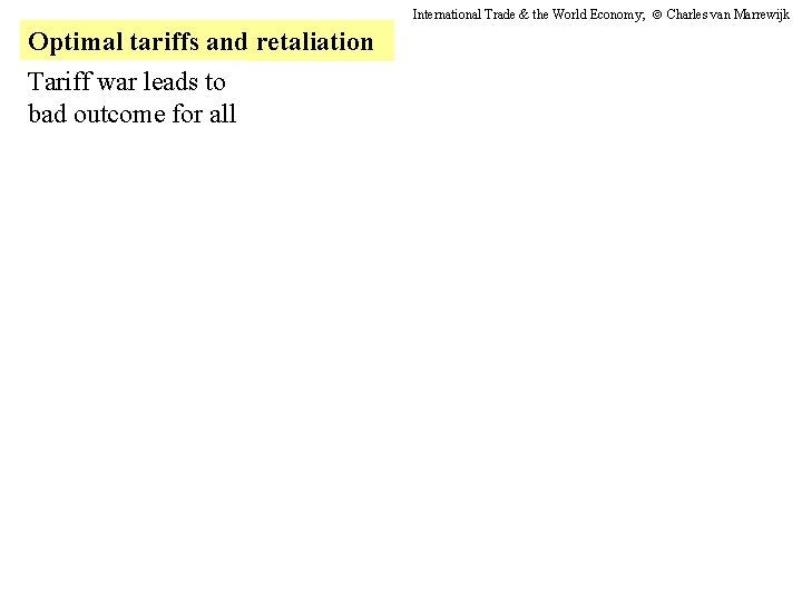 International Trade & the World Economy; Charles van Marrewijk Optimal tariffs and retaliation Tariff